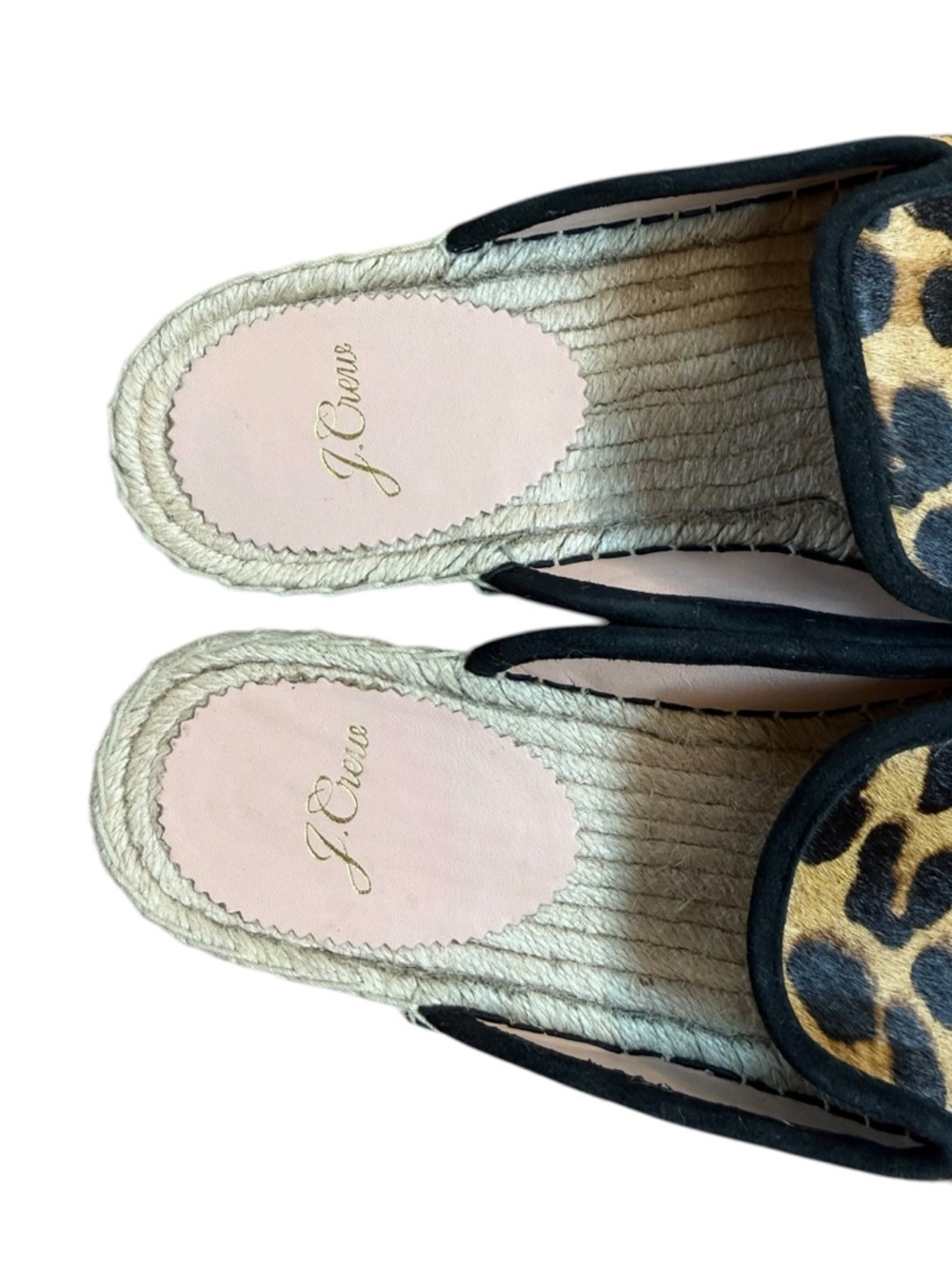J. Crew Fur-Calf Hair Leopardprint Slip-On Espadrille Mules Women’s Shoes Size 9 - Picture 5 of 12
